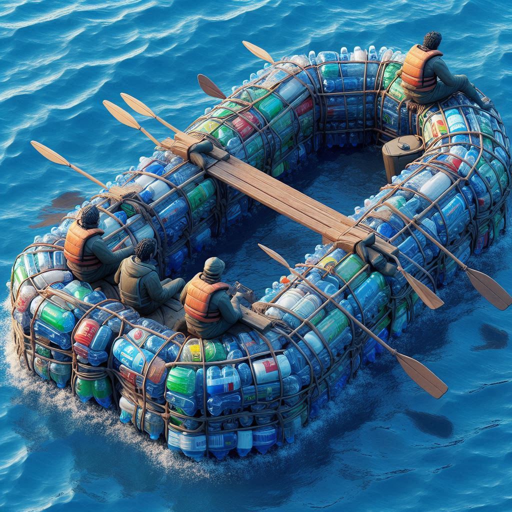 raft made from plastic bottles