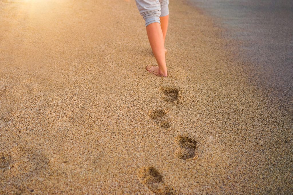 walking barefoot